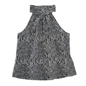 INC 100% Silk Snakeskin Mock Neck Halter Tank • 12‎ • black, white